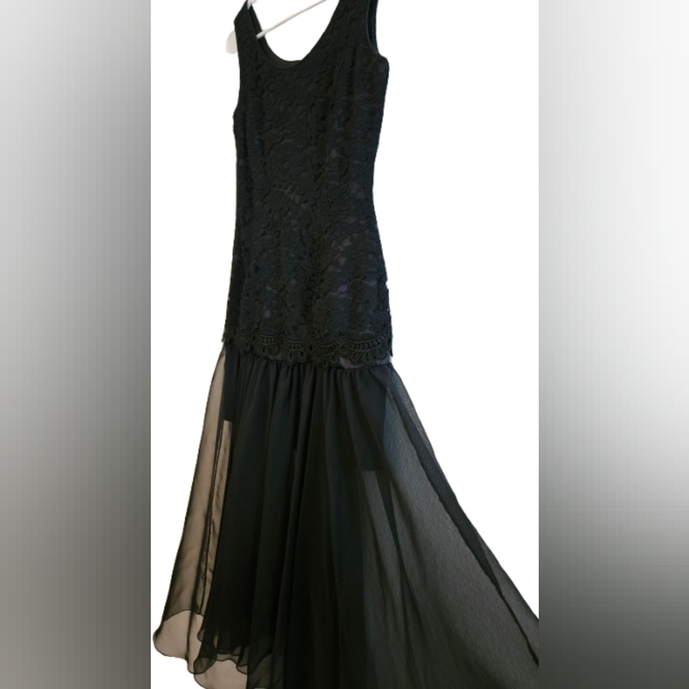 Jessica McClintock Black Lace and Chiffon Gown